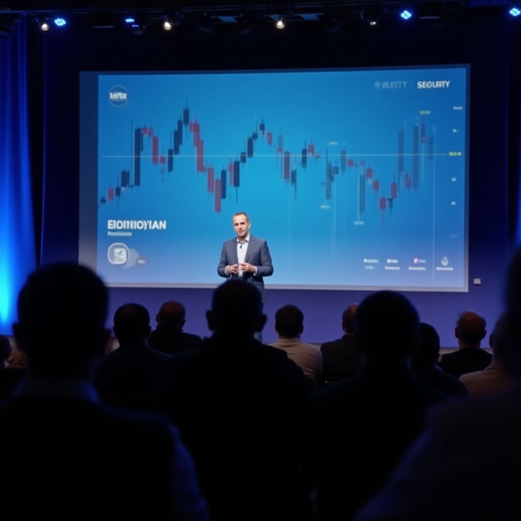 Presentación en un seminario sobre seguridad en criptomonedas.